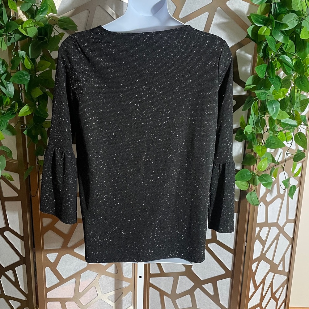 Raphael Sparkling Black Women's Blouse with Beaded Neckline, XL - Picture 3 of 4